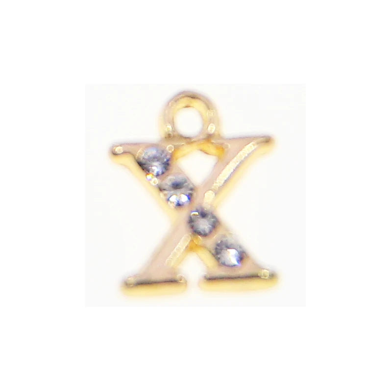 10/26pcs 13*10mm Alloy inlaid rhinestones 26 Letter Charms Pendants for Women Necklace earring jewelry accessories model