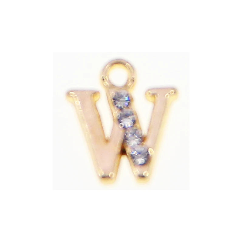 10/26pcs 13*10mm Alloy inlaid rhinestones 26 Letter Charms Pendants for Women Necklace earring jewelry accessories model