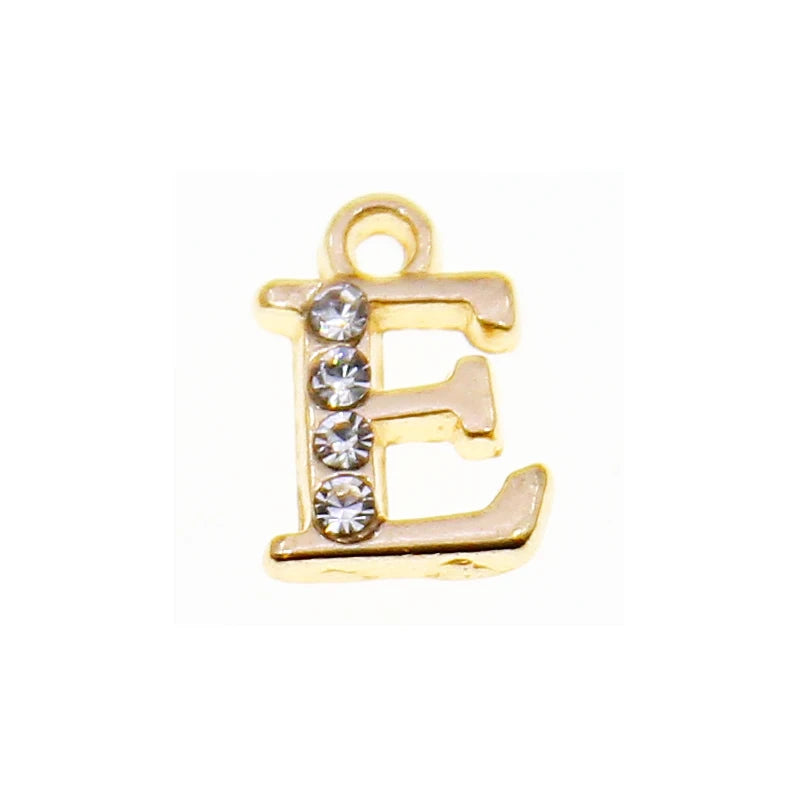 10/26pcs 13*10mm Alloy inlaid rhinestones 26 Letter Charms Pendants for Women Necklace earring jewelry accessories model
