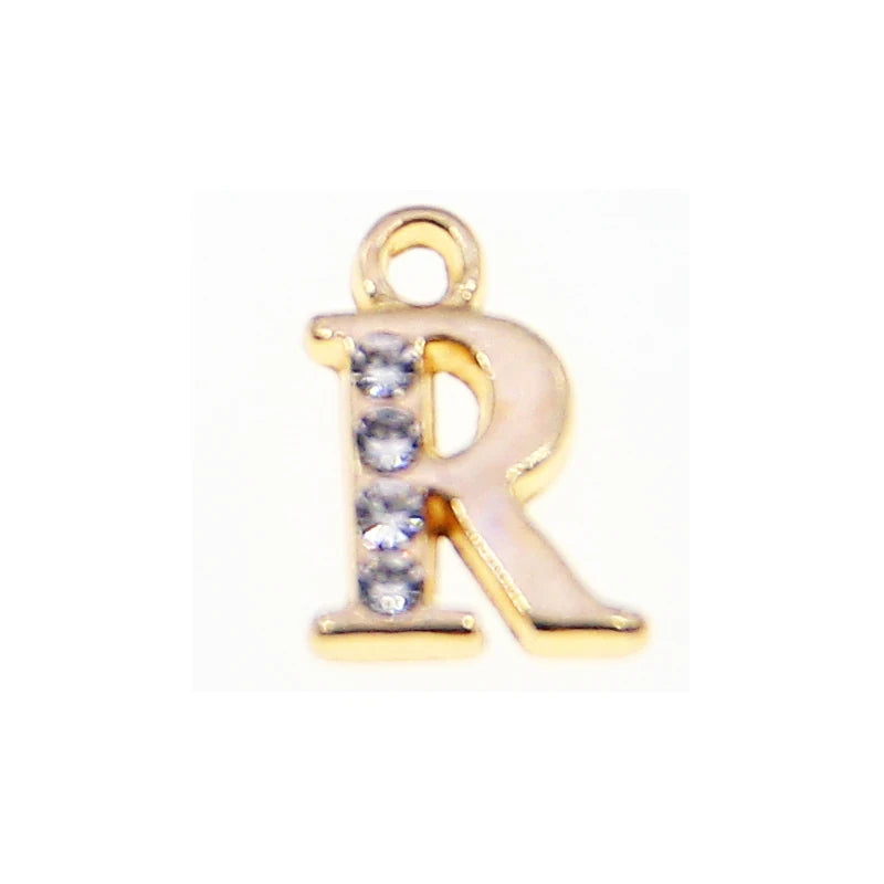 10/26pcs 13*10mm Alloy inlaid rhinestones 26 Letter Charms Pendants for Women Necklace earring jewelry accessories model