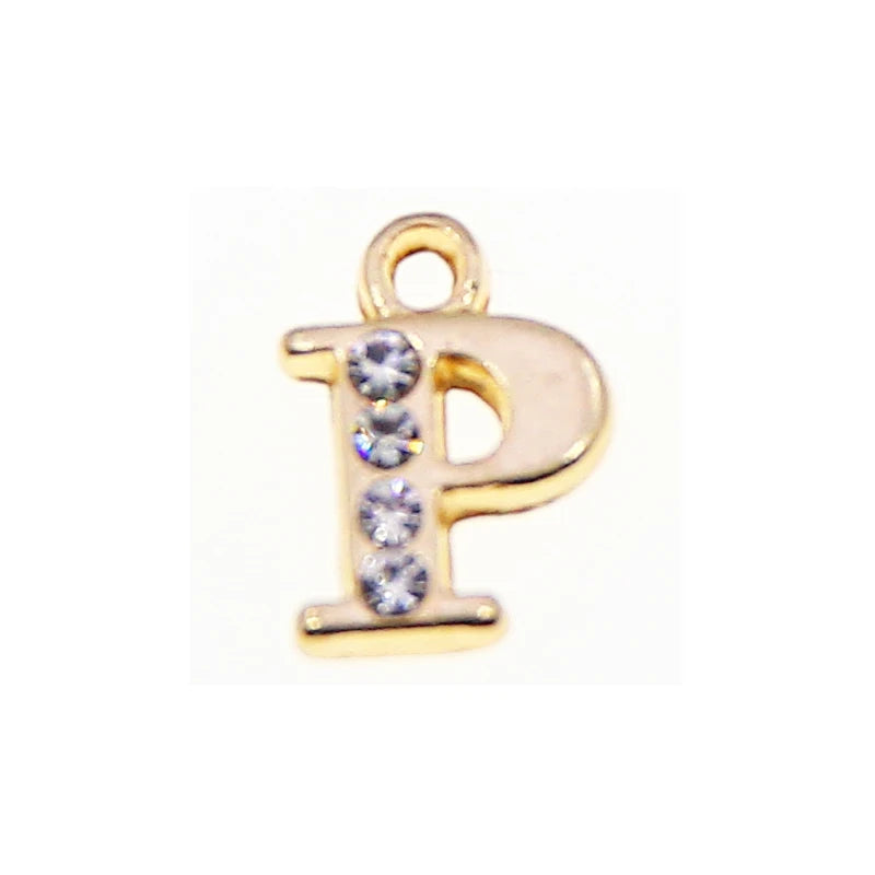 10/26pcs 13*10mm Alloy inlaid rhinestones 26 Letter Charms Pendants for Women Necklace earring jewelry accessories model