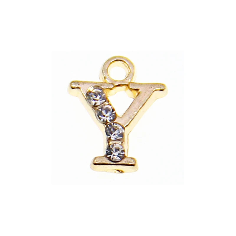 10/26pcs 13*10mm Alloy inlaid rhinestones 26 Letter Charms Pendants for Women Necklace earring jewelry accessories model