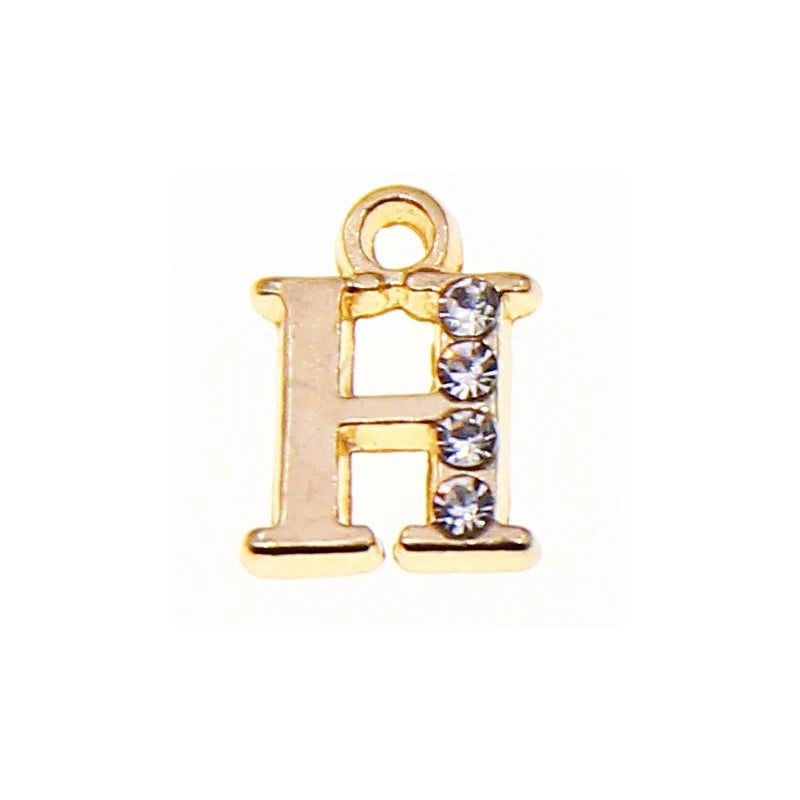10/26pcs 13*10mm Alloy inlaid rhinestones 26 Letter Charms Pendants for Women Necklace earring jewelry accessories model