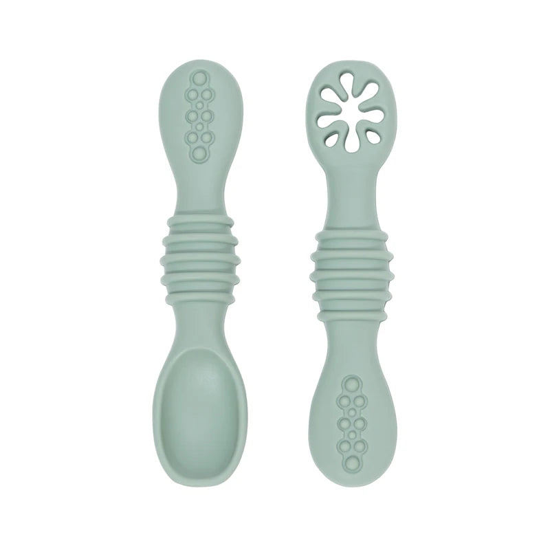 Baby Spoon Fork Set Food Grade Silicone Sticky Spoon Children Cutlery Training Spoon Feeding Tableware Soft Kitchen Accessories