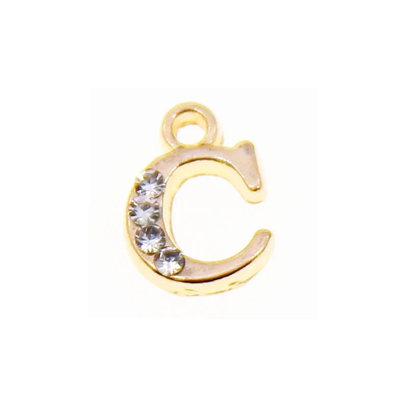 10/26pcs 13*10mm Alloy inlaid rhinestones 26 Letter Charms Pendants for Women Necklace earring jewelry accessories model
