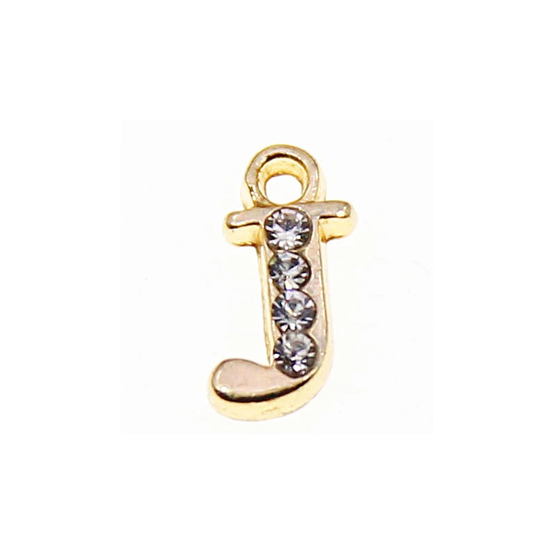 10/26pcs 13*10mm Alloy inlaid rhinestones 26 Letter Charms Pendants for Women Necklace earring jewelry accessories model