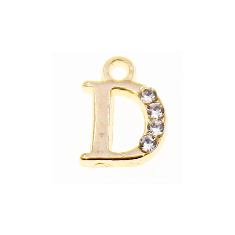 10/26pcs 13*10mm Alloy inlaid rhinestones 26 Letter Charms Pendants for Women Necklace earring jewelry accessories model