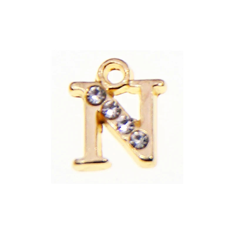 10/26pcs 13*10mm Alloy inlaid rhinestones 26 Letter Charms Pendants for Women Necklace earring jewelry accessories model