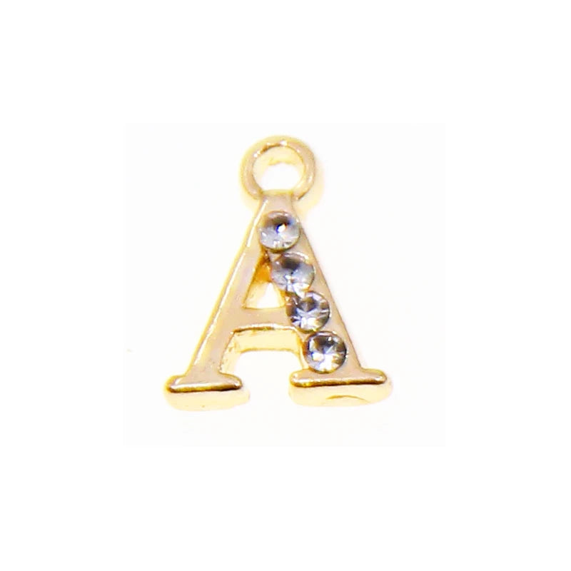 10/26pcs 13*10mm Alloy inlaid rhinestones 26 Letter Charms Pendants for Women Necklace earring jewelry accessories model