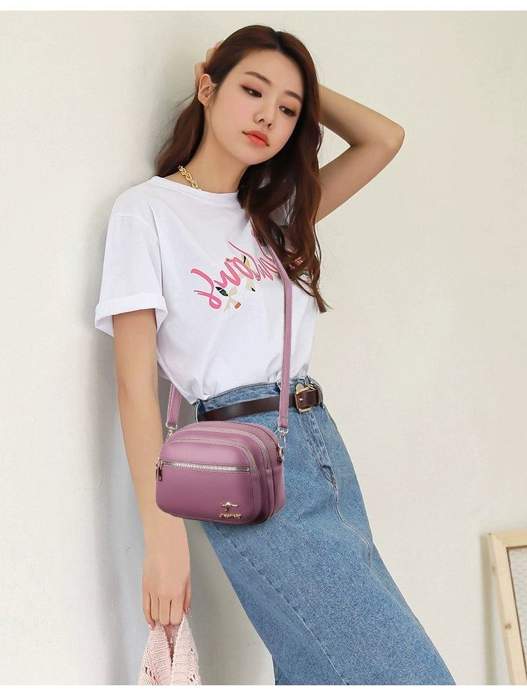 Multi-Layer Authentic Leather Tactile Feel Easiest for Match Shoulder Large Capacity Women's Bag