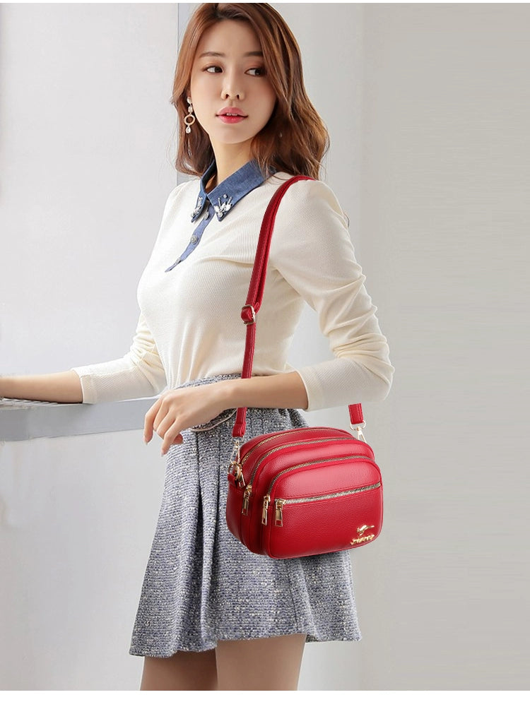 Multi-Layer Authentic Leather Tactile Feel Easiest for Match Shoulder Large Capacity Women's Bag