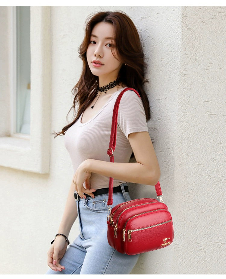 Multi-Layer Authentic Leather Tactile Feel Easiest for Match Shoulder Large Capacity Women's Bag
