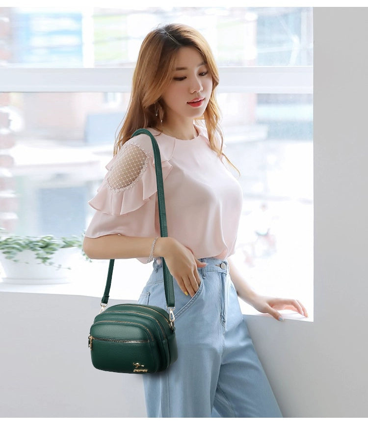 Multi-Layer Authentic Leather Tactile Feel Easiest for Match Shoulder Large Capacity Women's Bag