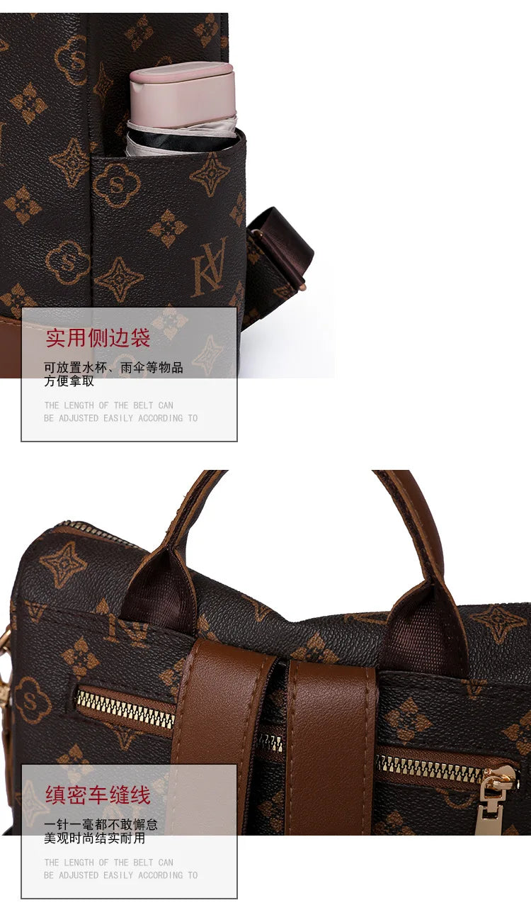 2025 Floral Print Backpack - Women's Stylish Laptop Bag, Convertible Shoulder Bag with USB Port for Daily Commute