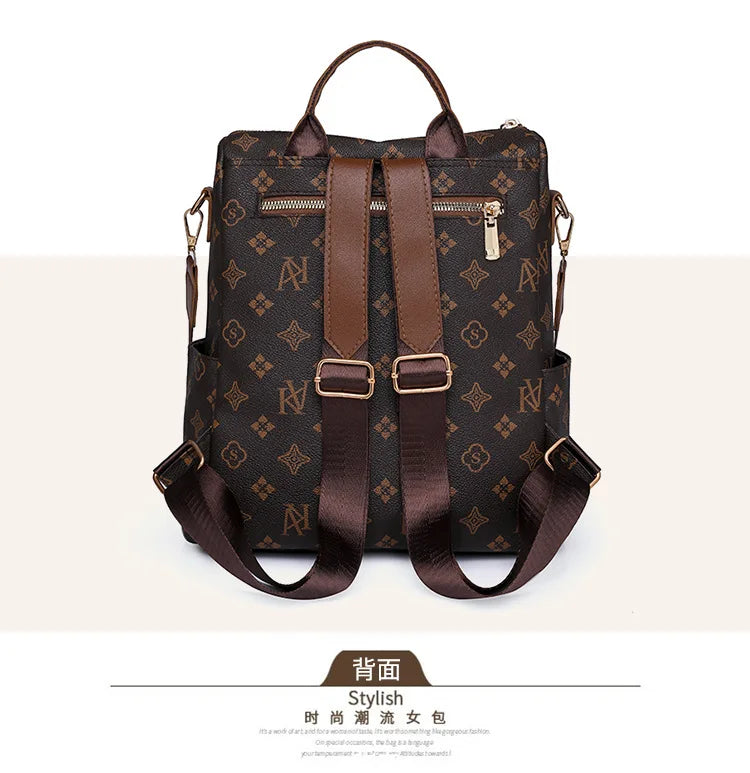 2025 Floral Print Backpack - Women's Stylish Laptop Bag, Convertible Shoulder Bag with USB Port for Daily Commute
