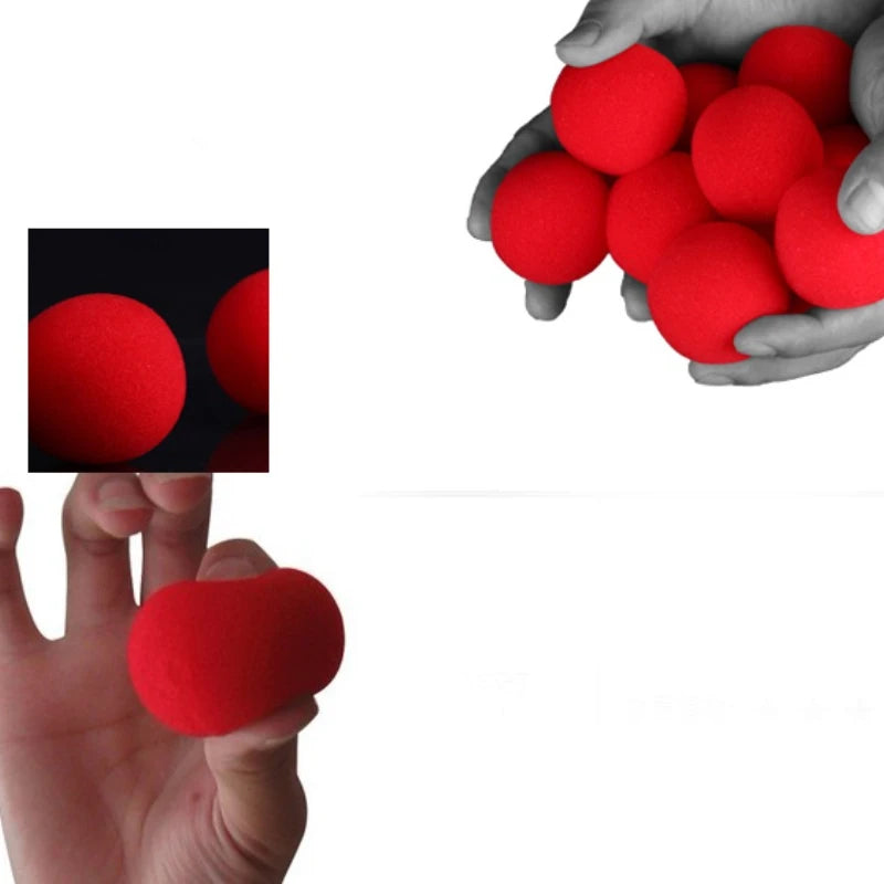 10PCS Kids Red Magic Ball Props Tricks Magicial Toys for Children Sponge Ball Street Classical Illusion Stage Comedy Trick Props