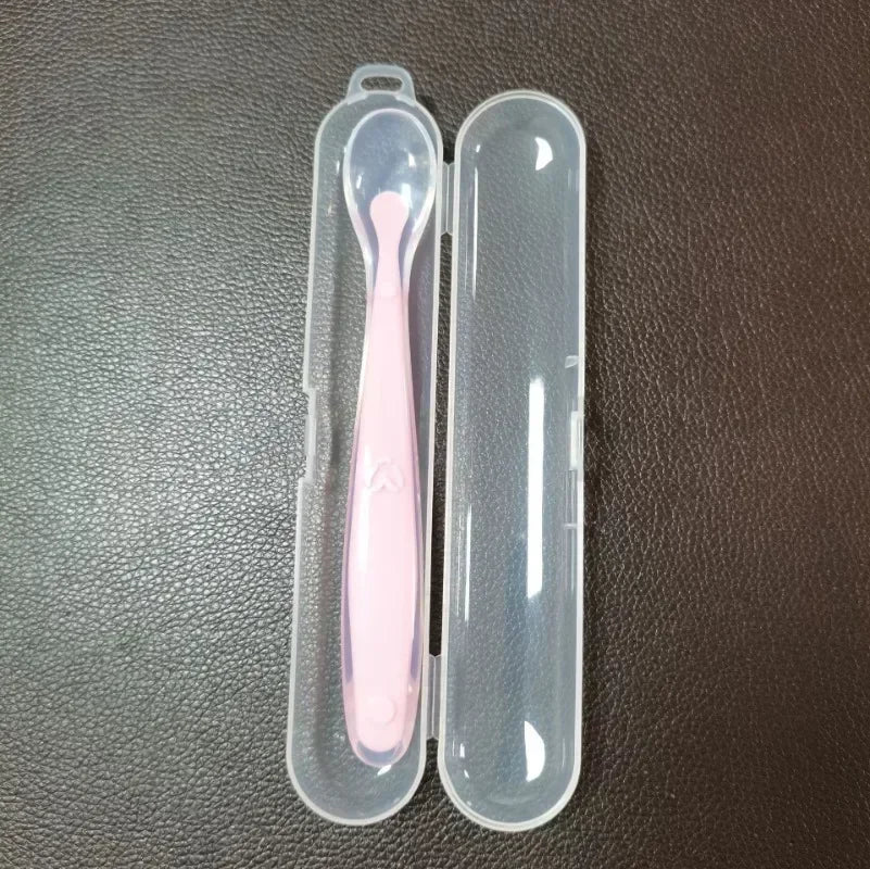 1/2Pcs Silicone Spoon Set Baby Learning to eat Training Spoon Baby Silicone Soft Spoon PP Plastic Box Children's Tableware Box