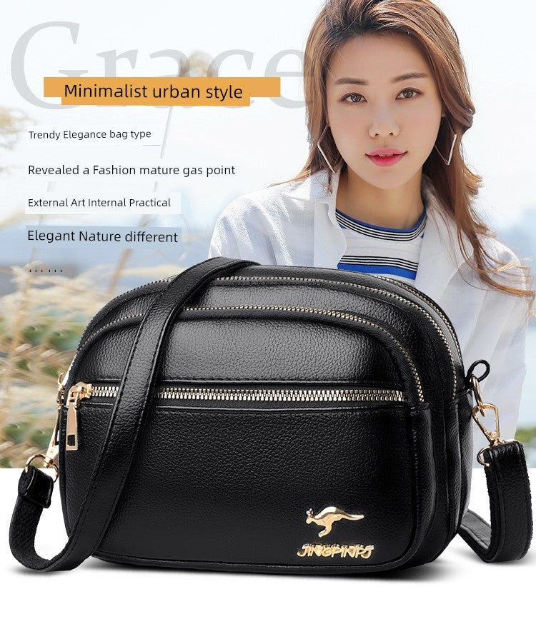 Multi-Layer Authentic Leather Tactile Feel Easiest for Match Shoulder Large Capacity Women's Bag