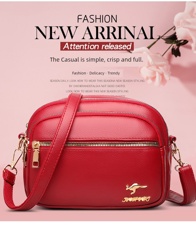 Multi-Layer Authentic Leather Tactile Feel Easiest for Match Shoulder Large Capacity Women's Bag