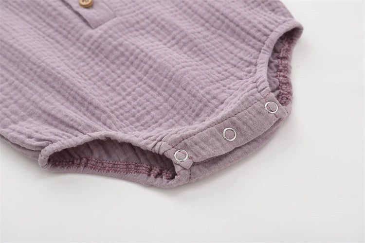 Summer Solid Newborn Baby 100% Cotton Linen Bodysuits Boy Girl Sleeveless Romper Jumpsuit Soft Skin-friendly Thin Comfy