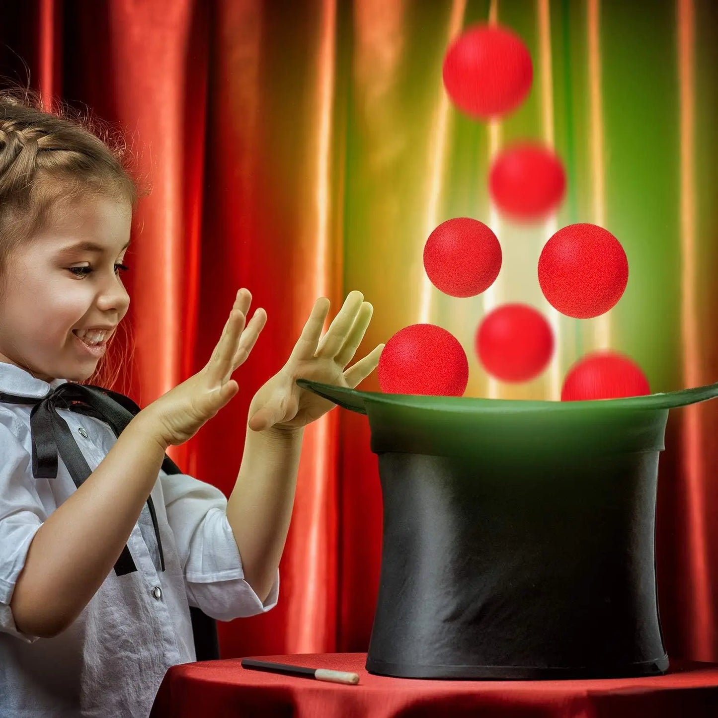 10PCS Kids Red Magic Ball Props Tricks Magicial Toys for Children Sponge Ball Street Classical Illusion Stage Comedy Trick Props