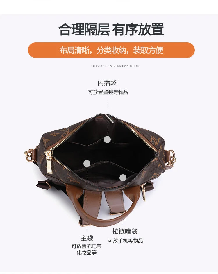 2025 Floral Print Backpack - Women's Stylish Laptop Bag, Convertible Shoulder Bag with USB Port for Daily Commute