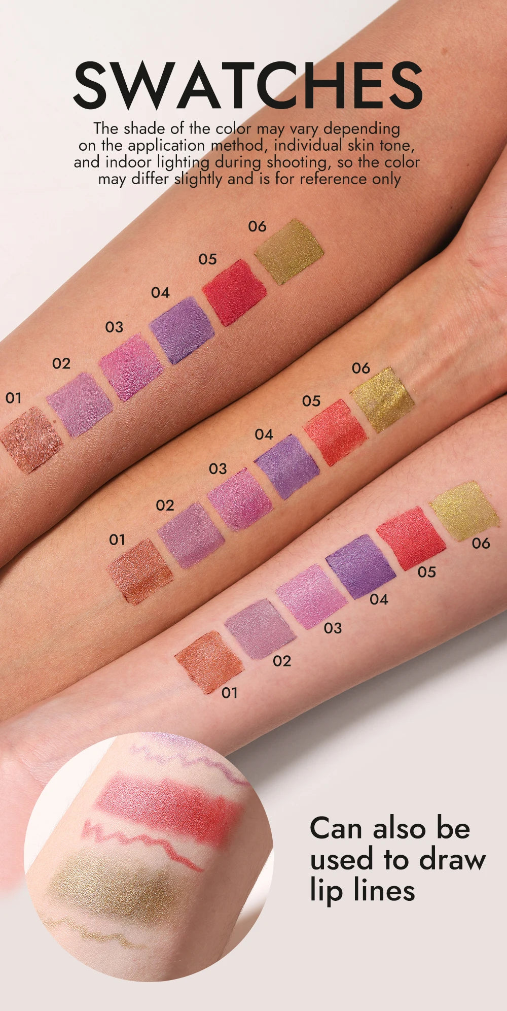 YOUNG VISION 6 colors matte pearl fine glitter diamond dual-purpose lipstick long-lasting easy to color non-stick cup lipstick