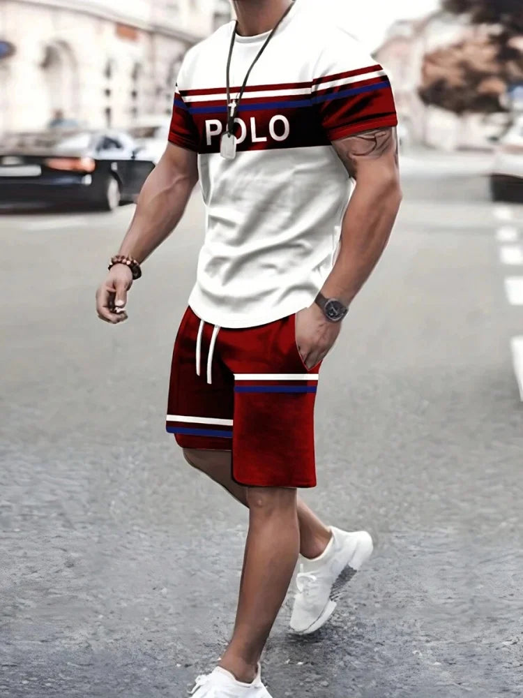2-piece 3D Cartoon Rabbit Print Men's T-shirt Shorts Set Summer Casual Everyday Short Sleeve Top Outdoor Street Sports Shorts