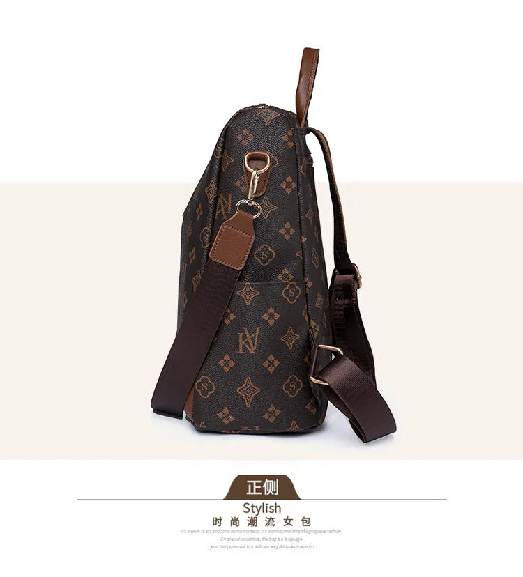 2025 Floral Print Backpack - Women's Stylish Laptop Bag, Convertible Shoulder Bag with USB Port for Daily Commute