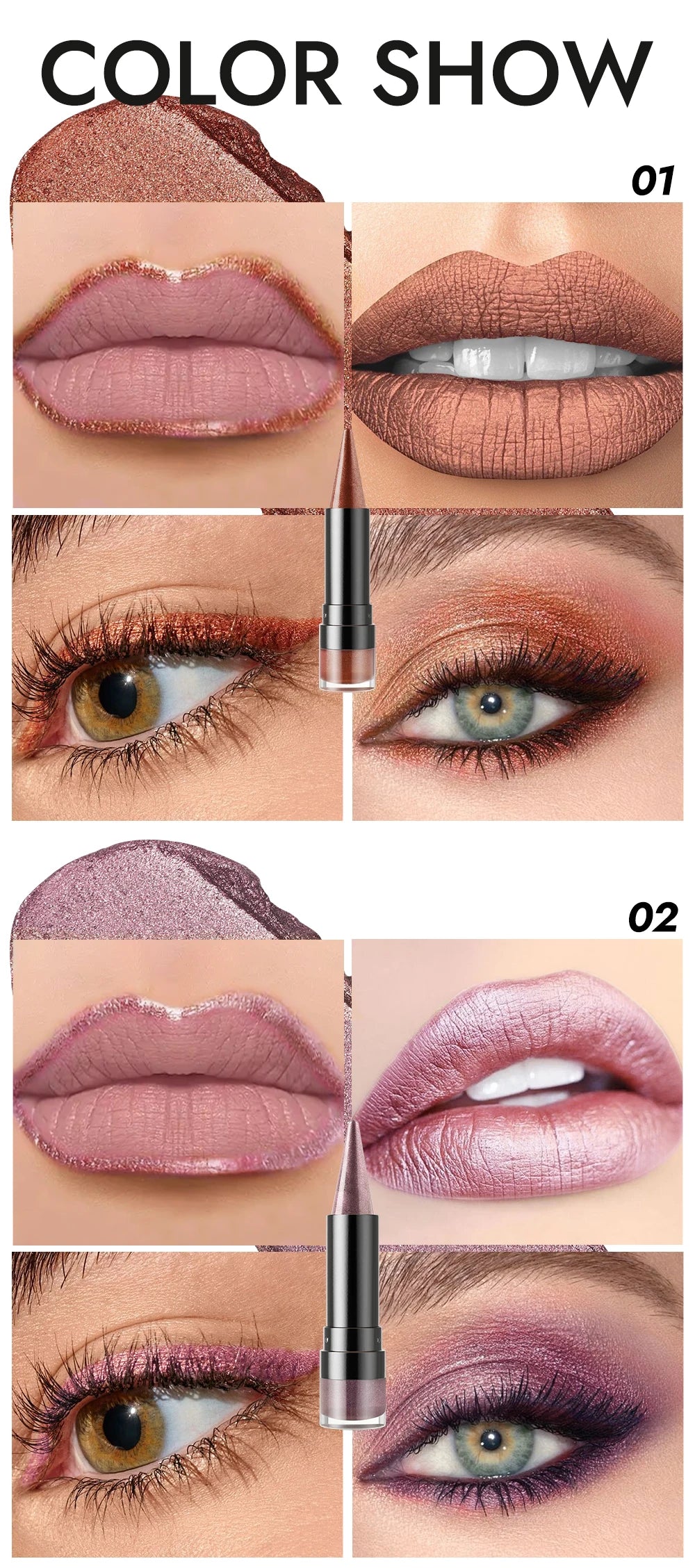 YOUNG VISION 6 colors matte pearl fine glitter diamond dual-purpose lipstick long-lasting easy to color non-stick cup lipstick