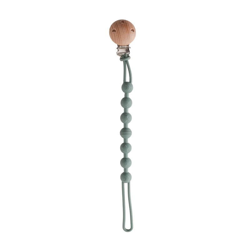 Beech Wood Chew Bead Pacifier Clips Dummy Chain Holder Newborn Soother Chains Nipple Holder For Babies Teething Toy Baby Chew