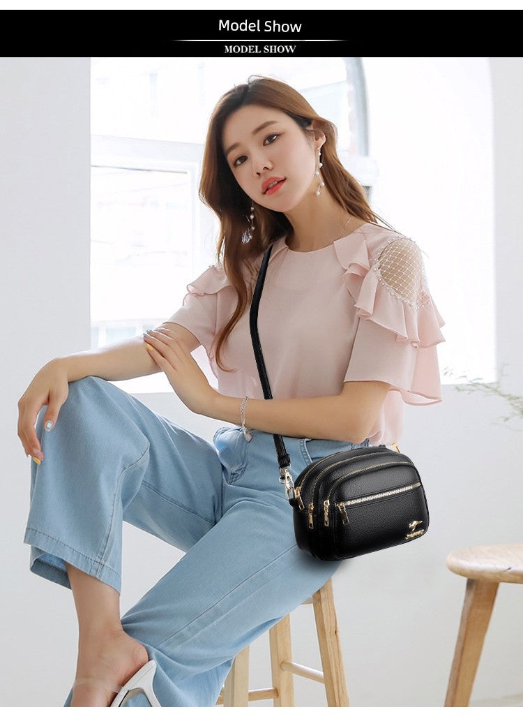 Multi-Layer Authentic Leather Tactile Feel Easiest for Match Shoulder Large Capacity Women's Bag