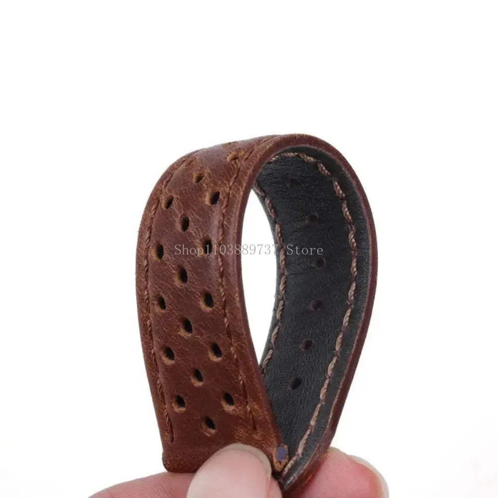 18mm 20mm 22mm Vintage Genuine Leather Strap Men Women Universal Cowhide WatchBand Breathable Bracelet Sport Wristbelt Accessory