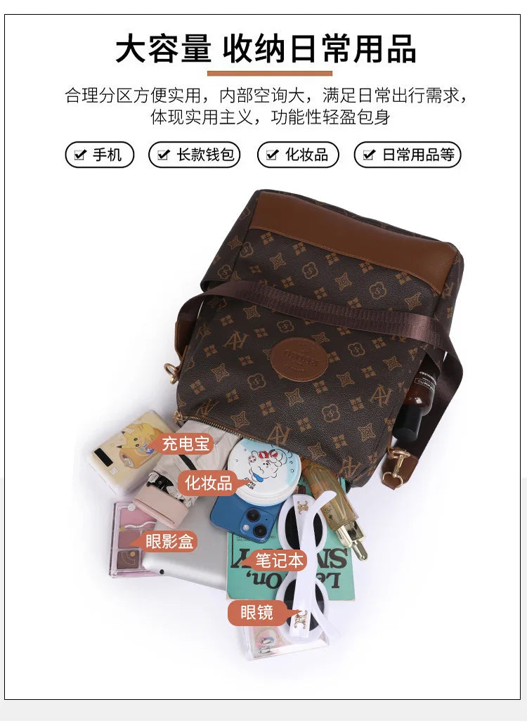 2025 Floral Print Backpack - Women's Stylish Laptop Bag, Convertible Shoulder Bag with USB Port for Daily Commute