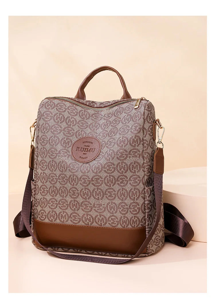 2025 Floral Print Backpack - Women's Stylish Laptop Bag, Convertible Shoulder Bag with USB Port for Daily Commute
