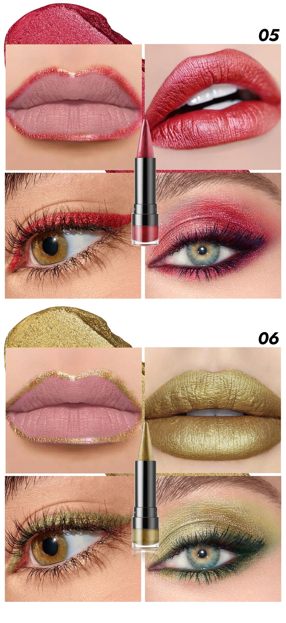 YOUNG VISION 6 colors matte pearl fine glitter diamond dual-purpose lipstick long-lasting easy to color non-stick cup lipstick
