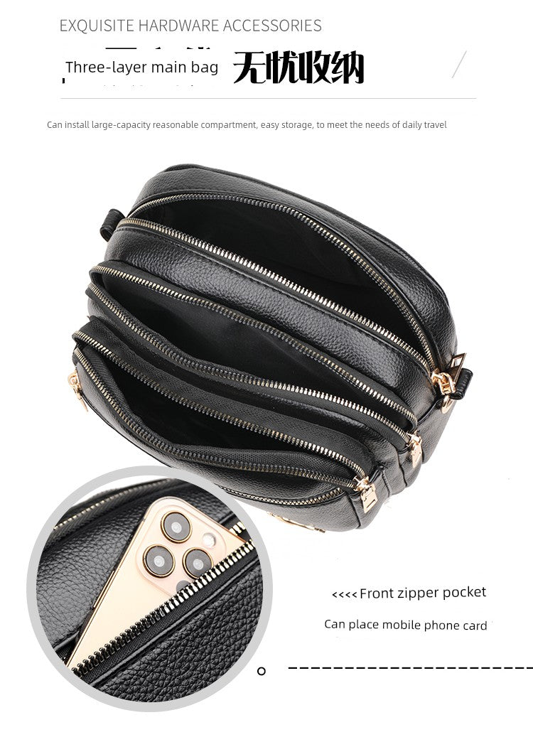 Multi-Layer Authentic Leather Tactile Feel Easiest for Match Shoulder Large Capacity Women's Bag
