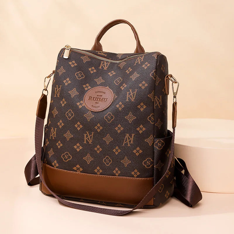 2025 Floral Print Backpack - Women's Stylish Laptop Bag, Convertible Shoulder Bag with USB Port for Daily Commute