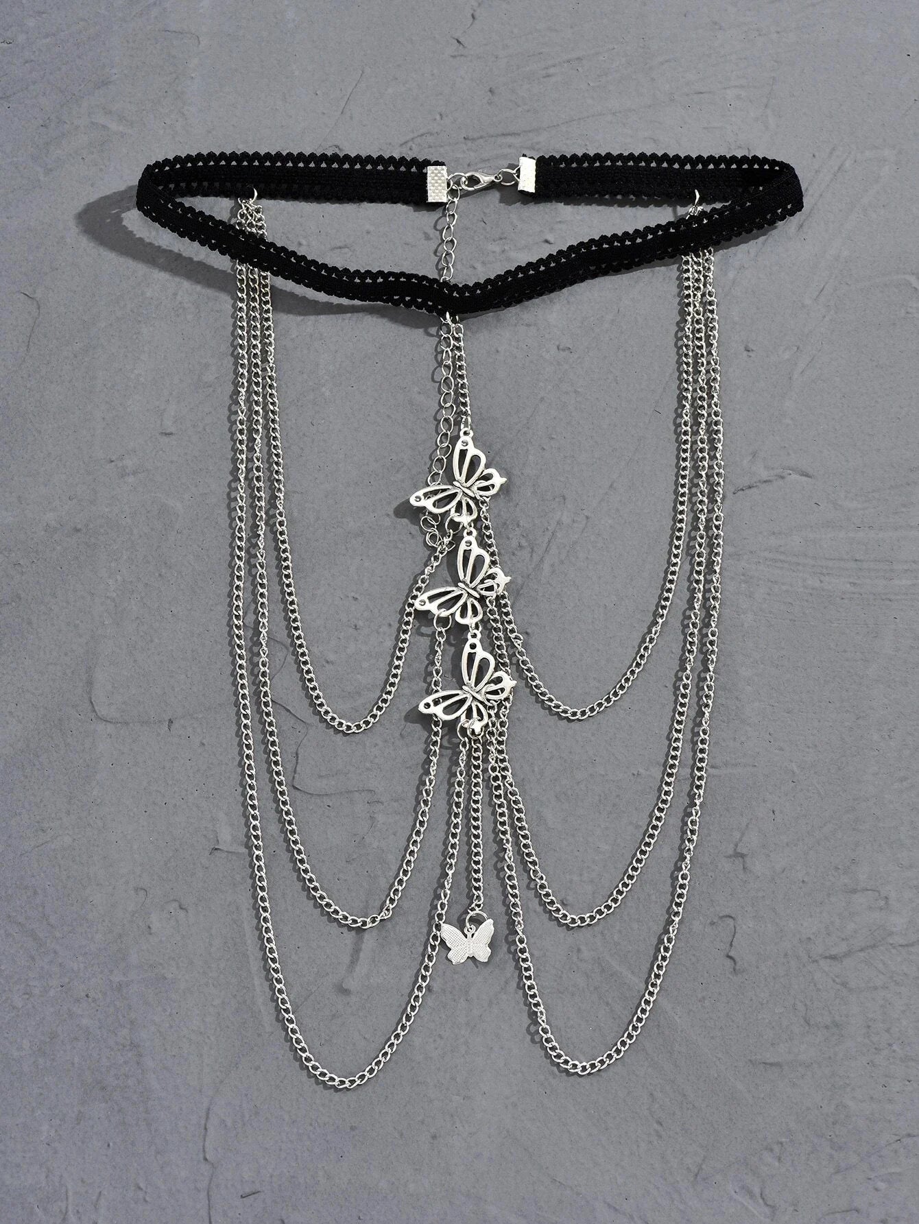 1pc sexy butterfly women's thigh chain elastic multi-layer butterfly long leg chain fashion chain body chain accessories