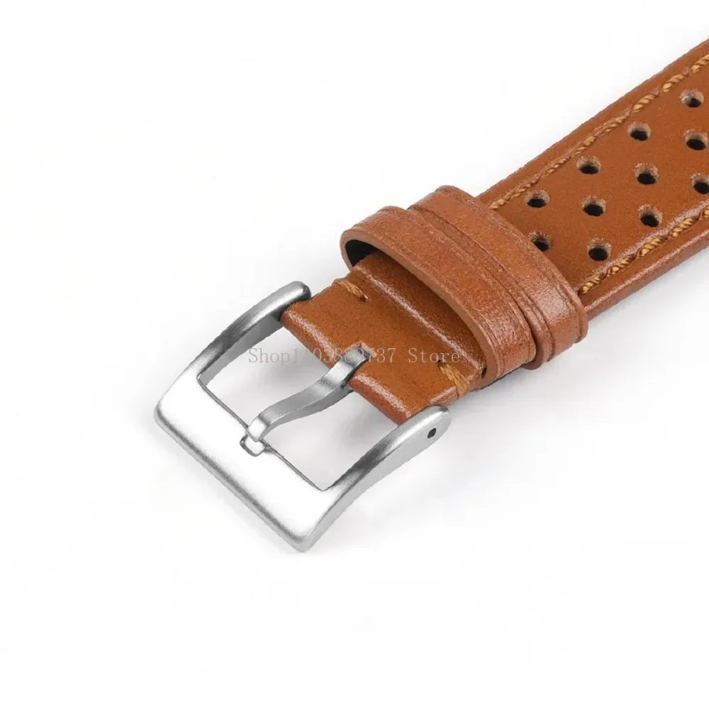 18mm 20mm 22mm Vintage Genuine Leather Strap Men Women Universal Cowhide WatchBand Breathable Bracelet Sport Wristbelt Accessory
