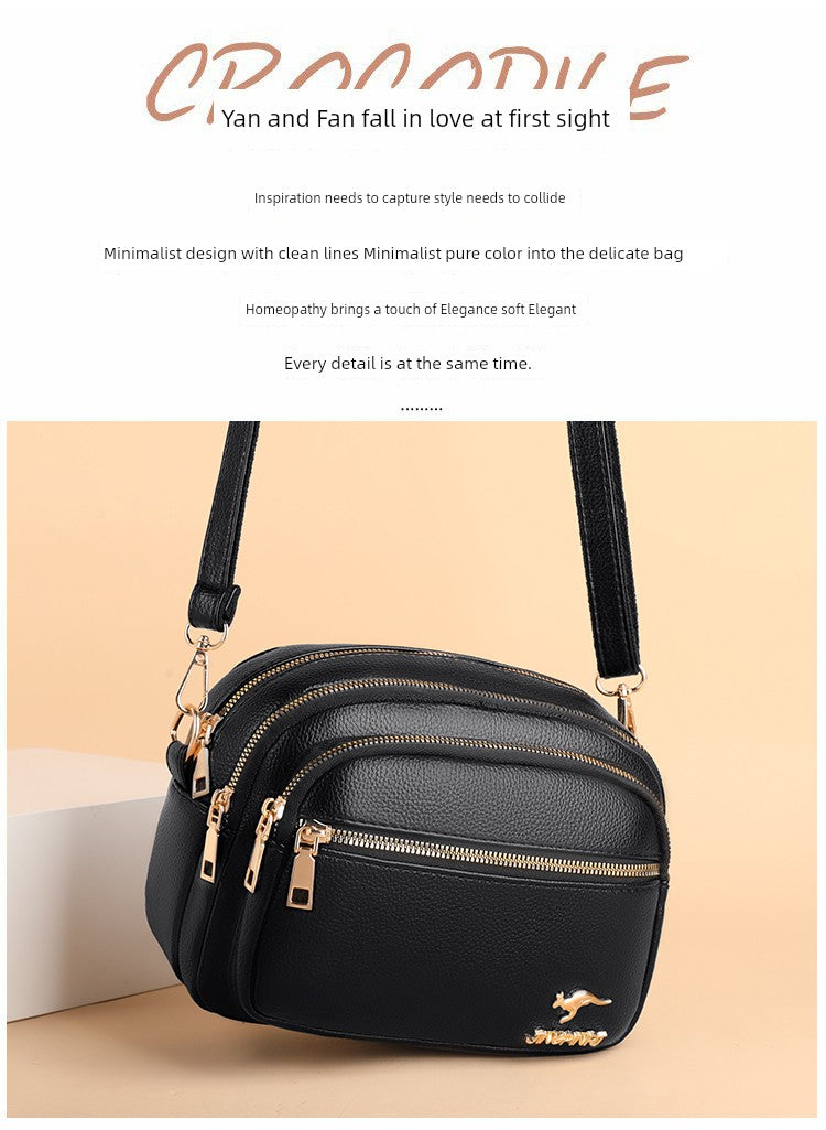 Multi-Layer Authentic Leather Tactile Feel Easiest for Match Shoulder Large Capacity Women's Bag