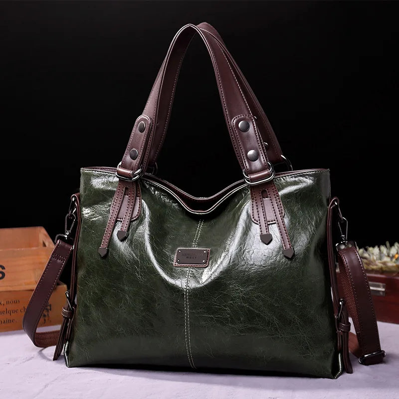 2024 New Fashion Casual Tote Bag Women Handbags Soft Leather Shoulder Bags Vintage Big Capacity Crossbody Hand Bag For Ladies