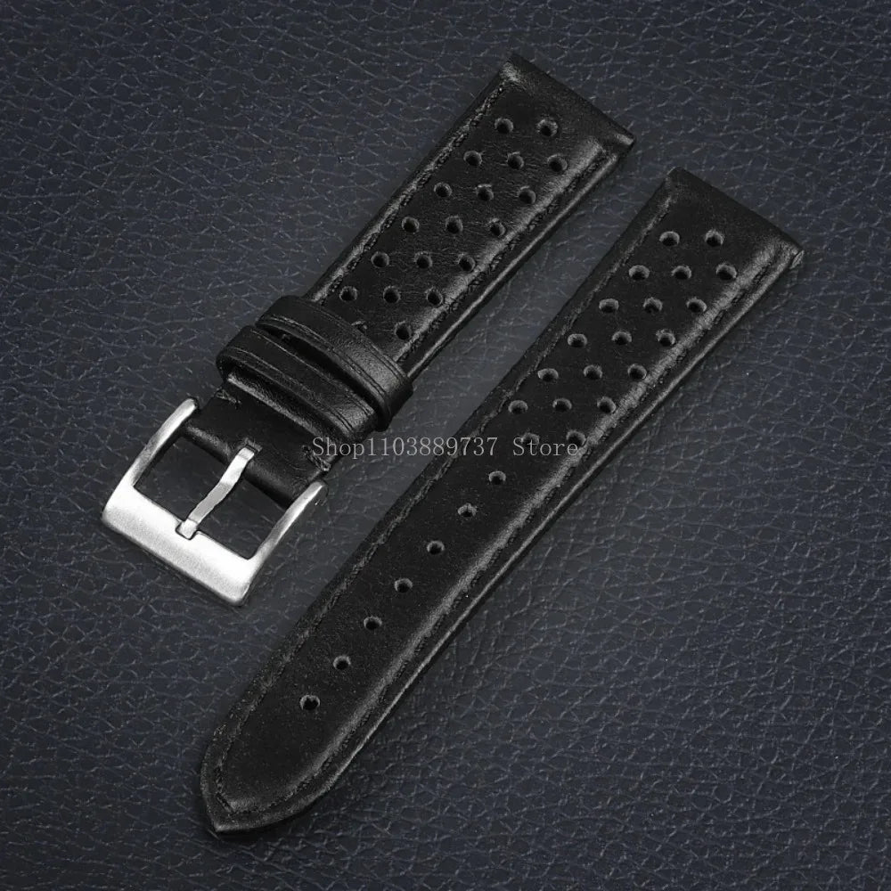 18mm 20mm 22mm Vintage Genuine Leather Strap Men Women Universal Cowhide WatchBand Breathable Bracelet Sport Wristbelt Accessory