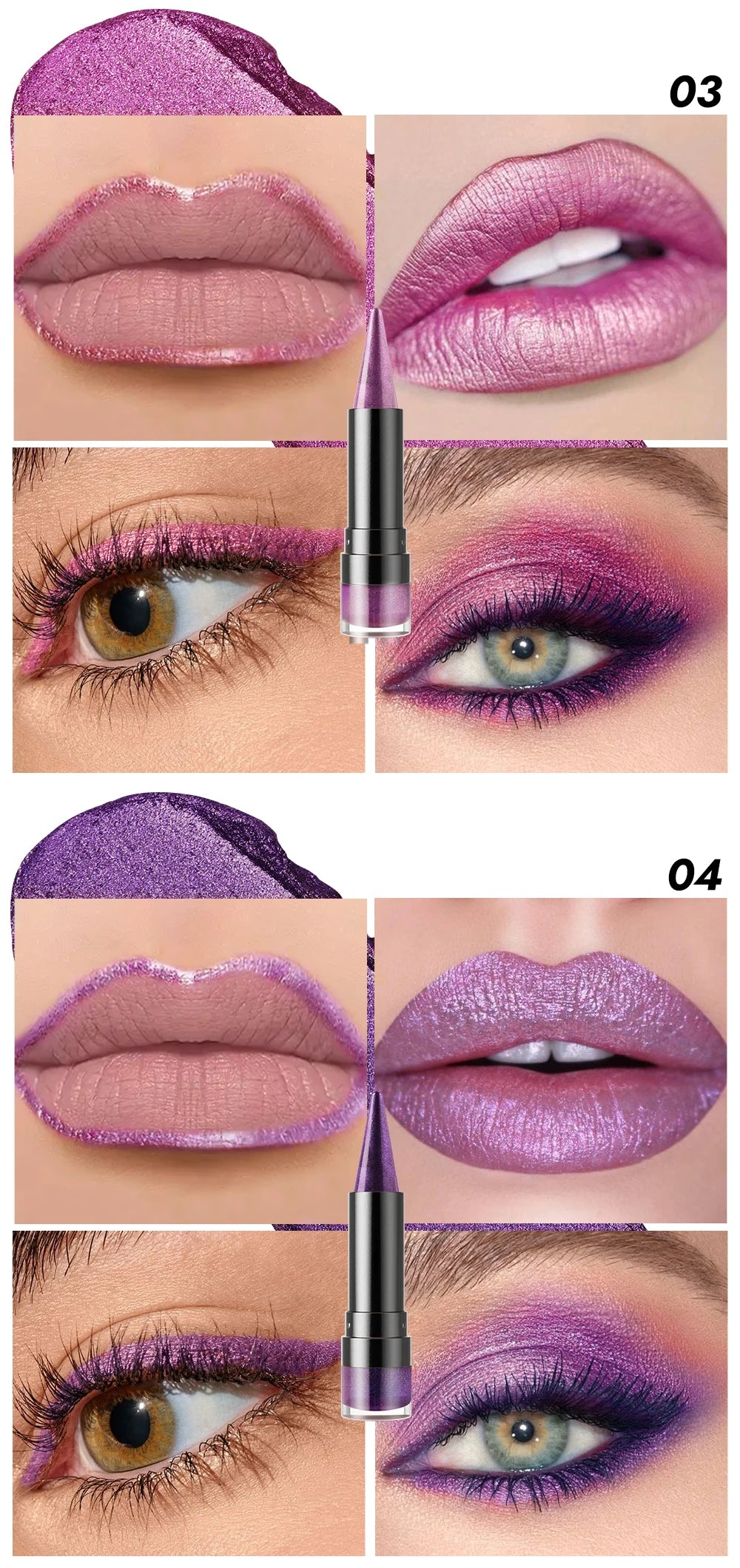 YOUNG VISION 6 colors matte pearl fine glitter diamond dual-purpose lipstick long-lasting easy to color non-stick cup lipstick