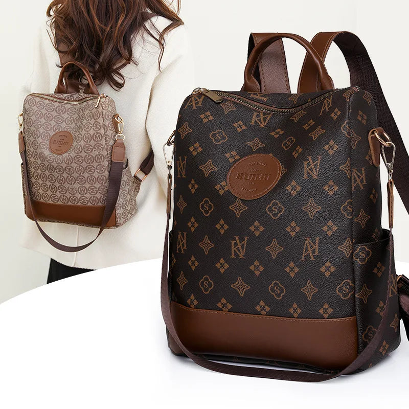2025 Floral Print Backpack - Women's Stylish Laptop Bag, Convertible Shoulder Bag with USB Port for Daily Commute