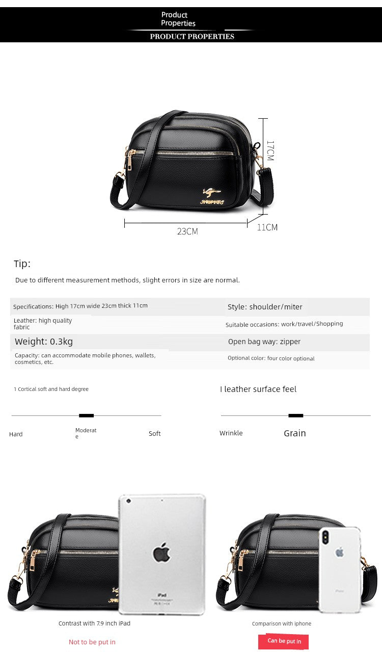 Multi-Layer Authentic Leather Tactile Feel Easiest for Match Shoulder Large Capacity Women's Bag