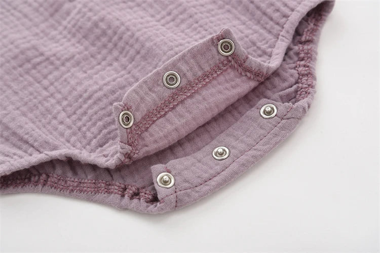 Summer Solid Newborn Baby 100% Cotton Linen Bodysuits Boy Girl Sleeveless Romper Jumpsuit Soft Skin-friendly Thin Comfy