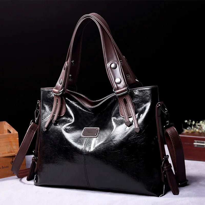 2024 New Fashion Casual Tote Bag Women Handbags Soft Leather Shoulder Bags Vintage Big Capacity Crossbody Hand Bag For Ladies