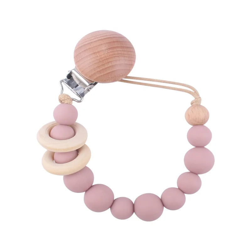 Baby Anti-drop Chain Pacifier Clips Silicone Beads Infant Nipple Appease Soother Chain Clips Dummy Holder Nipple Clip