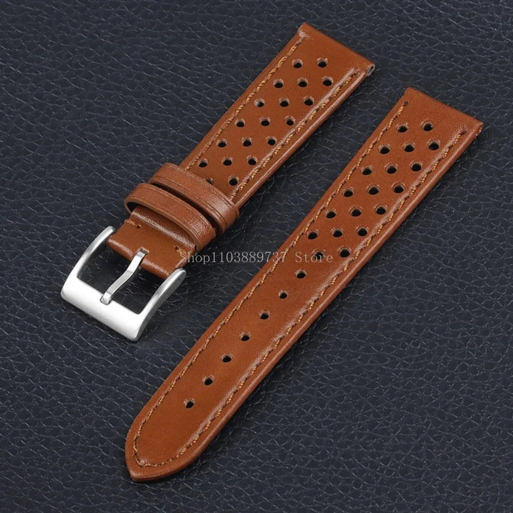 18mm 20mm 22mm Vintage Genuine Leather Strap Men Women Universal Cowhide WatchBand Breathable Bracelet Sport Wristbelt Accessory